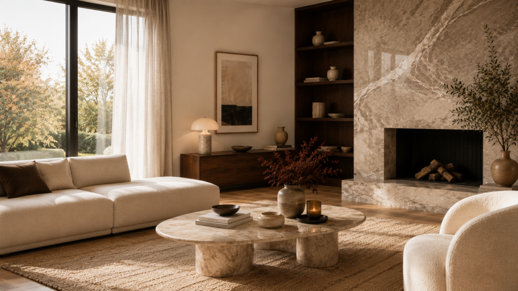 salon style pierre marbre