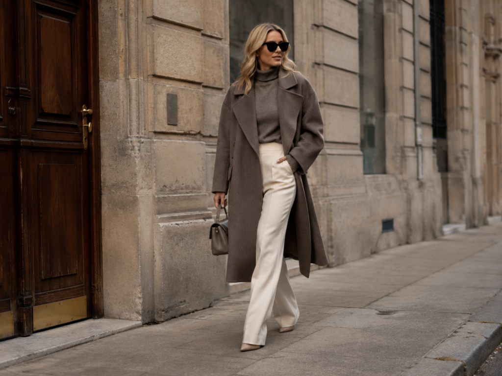 femme qui porte un manteau oversize 